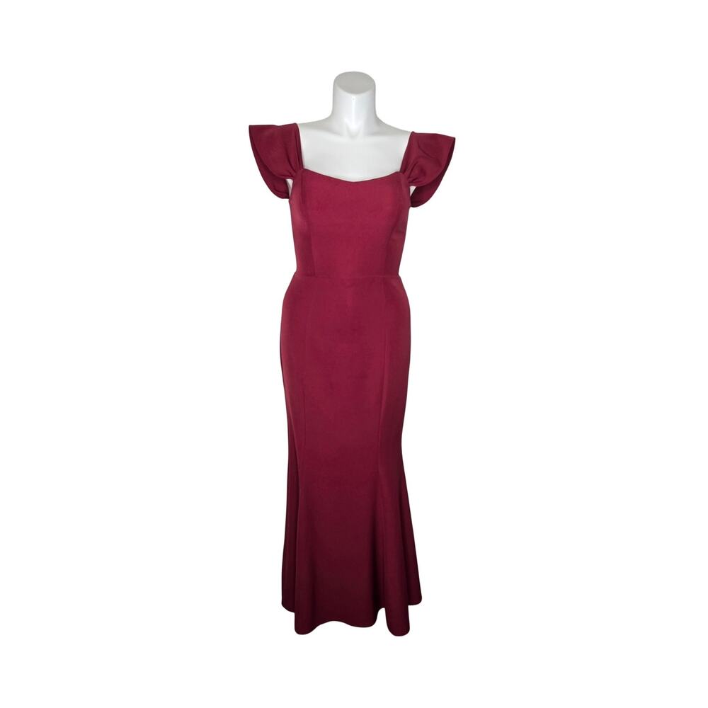 WAYF Cap Sleeve Floor Length Dress Maroon Size Large